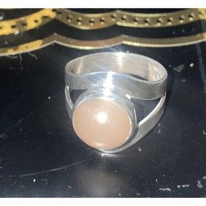 NB Handmade Sterling Silver Rose Quartz Cabochon Ring 925 Size 7 Weighs 4.0 Gr